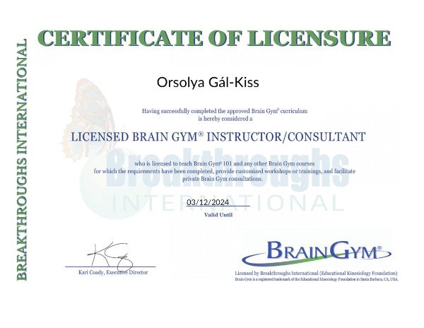 Gál-Kiss Orsolya - Certified Brain Gym tréner